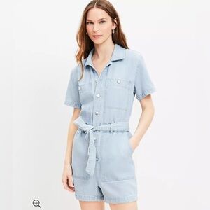 Denim Utility Romper in Lightwash Indigo